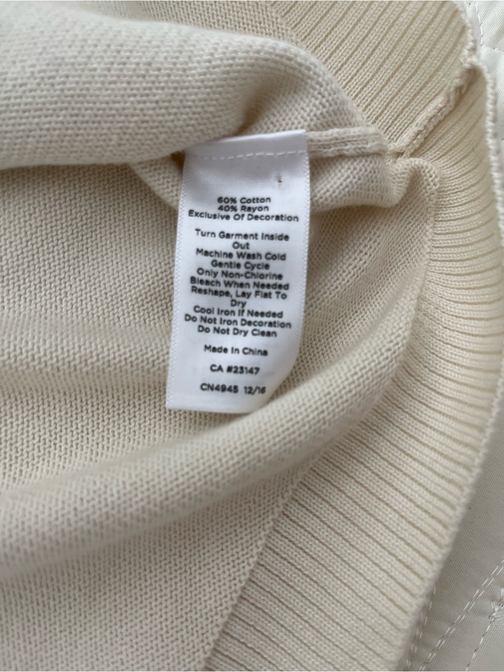 Talbots Cream Floral Embroidered Short Sleeve Sweater - Picture 5 of 9